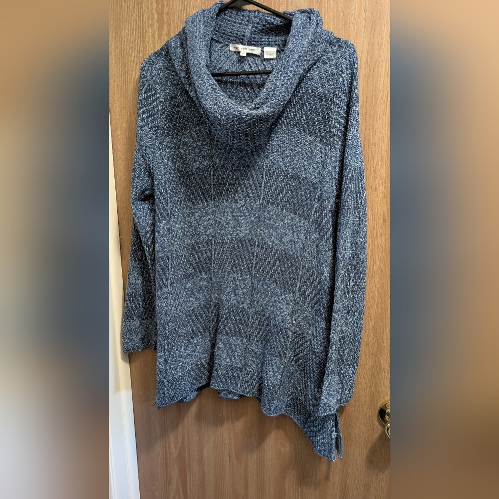 EUC Eight Eight Eight Textured Blue Cowl Neck Sweater